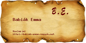Babiák Emma névjegykártya